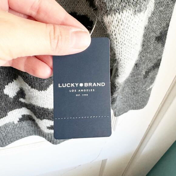 Lucky Brand Gray Camo Wool Blend Crewneck Sweater NWT Cozy Comfy Size 1X New - Picture 7 of 11